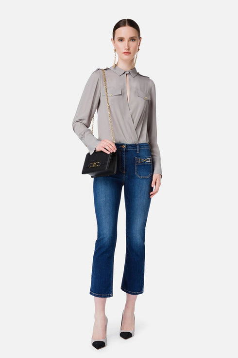 Camicia Donna CB00116E2 body con tasche Grigio ELISABETTA FRANCHI- Francavilla Moda